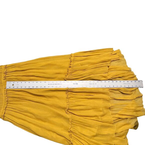 Ulla Johnson Sonja Silk Midi Dress | Size 0 | Yellow Ruffle Hem Boho Chic - Picture 4 of 16